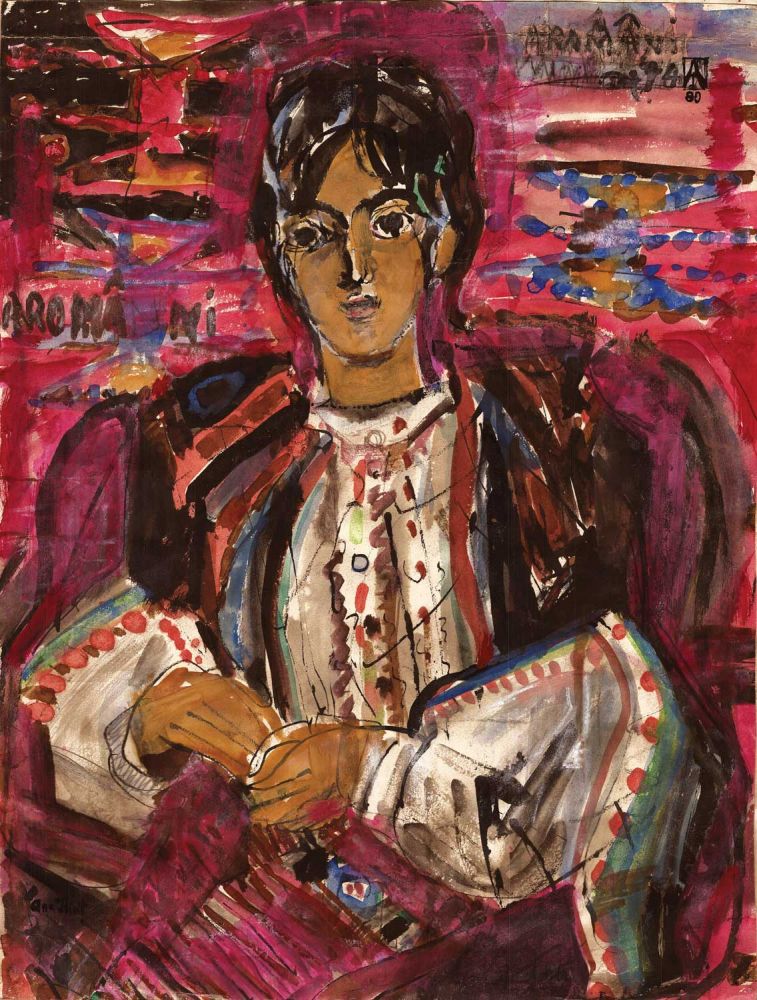 Ana IliuÈ›, AromÃ¢ncÄƒ, 1978-1982, guaÈ™Äƒ pe hartie, 50x39 cm