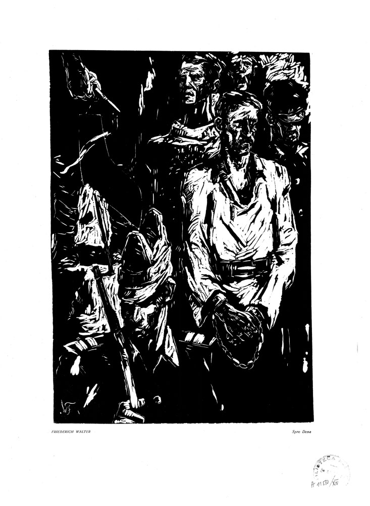 Friedrich Walter, Spre Deva, 1959, linocut print, 34×48,5 cm