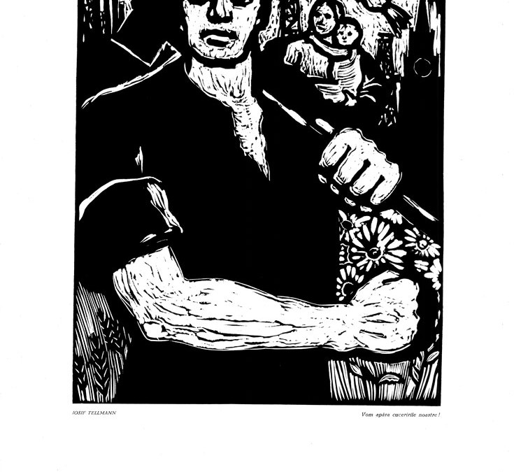 Iosif Tellmann, Vom apara cuceririle noastre!, linocut print, 34×48,5 cm