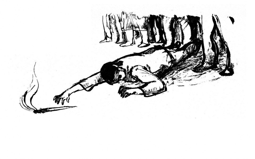 Traian Vasai, Greva, 1963, lithograph print, 34x48,5 cm