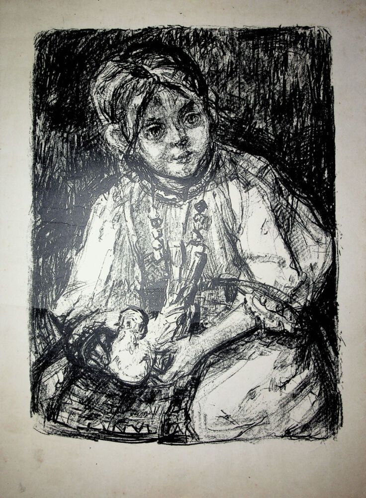 Ana Iliut, Fetita, 1957, litografie, 51x35 cm