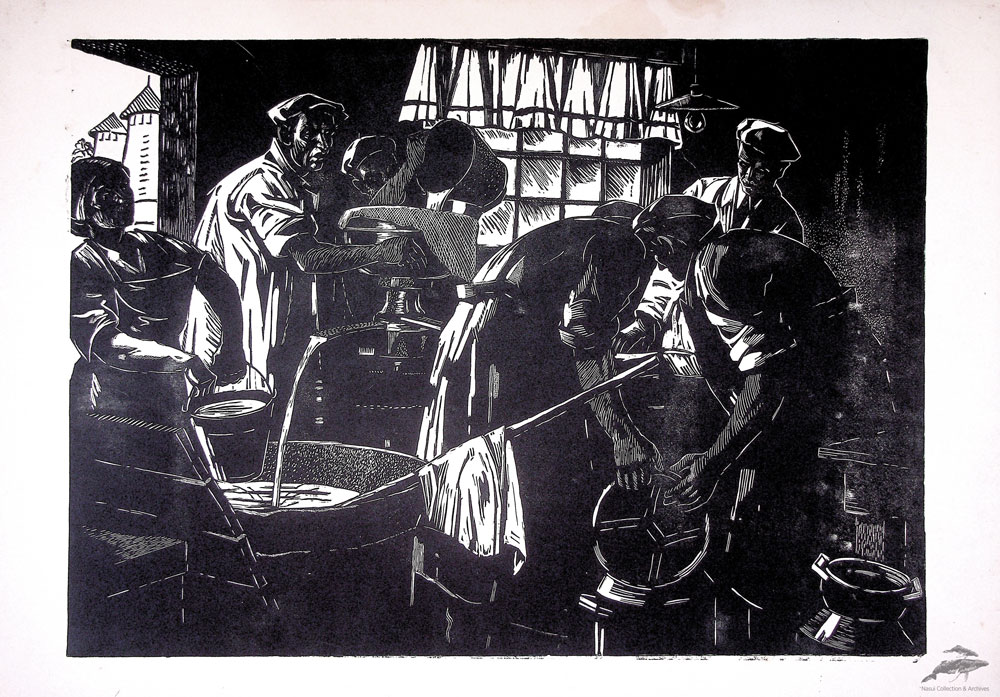 Gheorghe Ivancenco, Prelucrarea laptelui, 42x60 cm