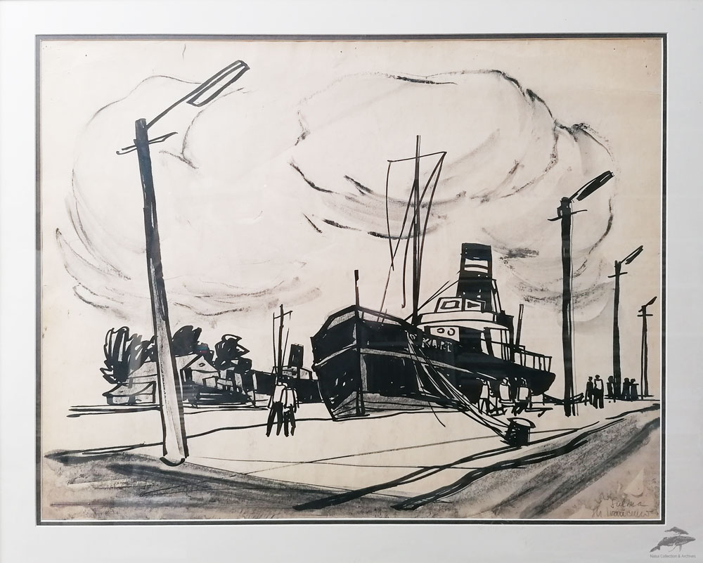 Gheorghe Ivancenco, Sulina, desen în tuș, 62x76, cm