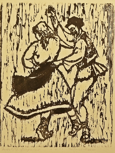 Marcel Olinescu, Învârtita Peasant Dance, 1962, xilogravură pe hârtie, 38,5x29 cm
