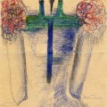 Hedda Sterne, Medi Wechsler Dinu, Cadavre exquis no 185, 1930-1932, pastel, pen and crayons on paper, 11.5x31,5 cm