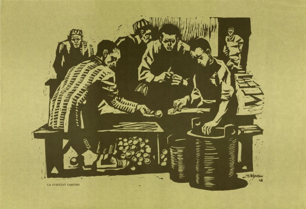 Ilie Schon, Peeling Potatoes, 1973, limited propaganda edition, 48x33 cm
