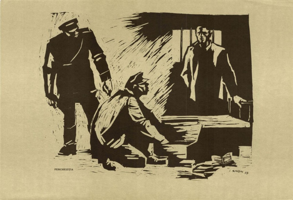 Ilie Schon, Perquisition, 1973, limited propaganda edition, 48x33 cm
