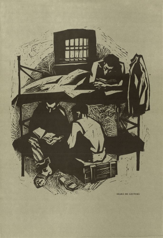 Ilie Schon, Reading Evening, 1970, limited propaganda edition, 48x33 cm