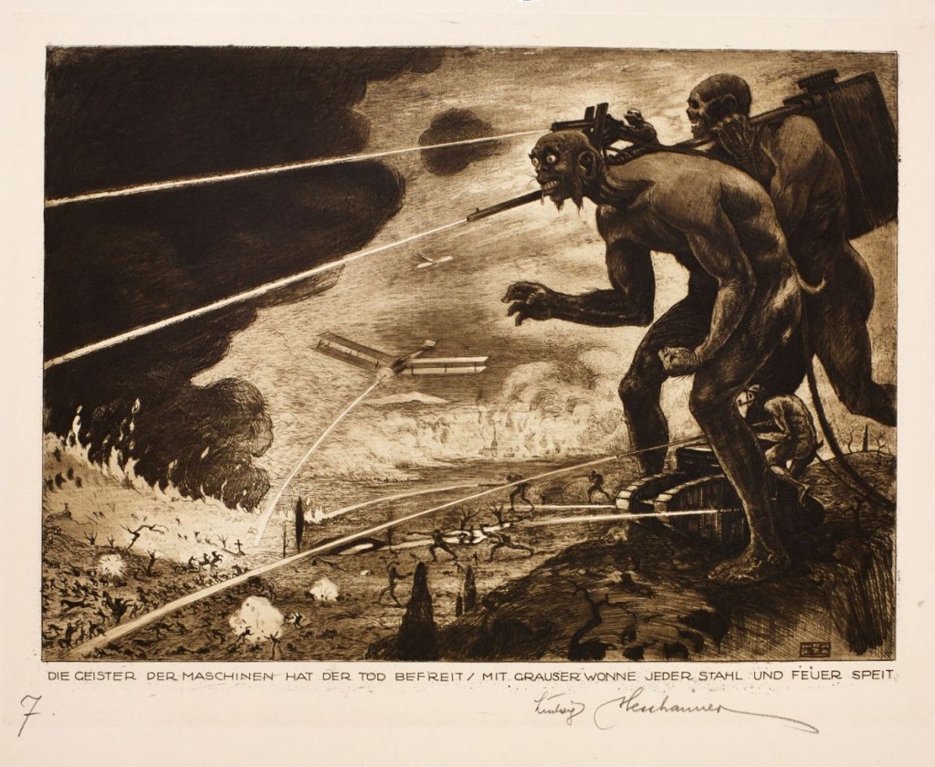Ludwig Hesshaimer, Spirits of the Machine - Death has freed the spirits of the machines, each spitting steel and fire with horrible delight, 1921