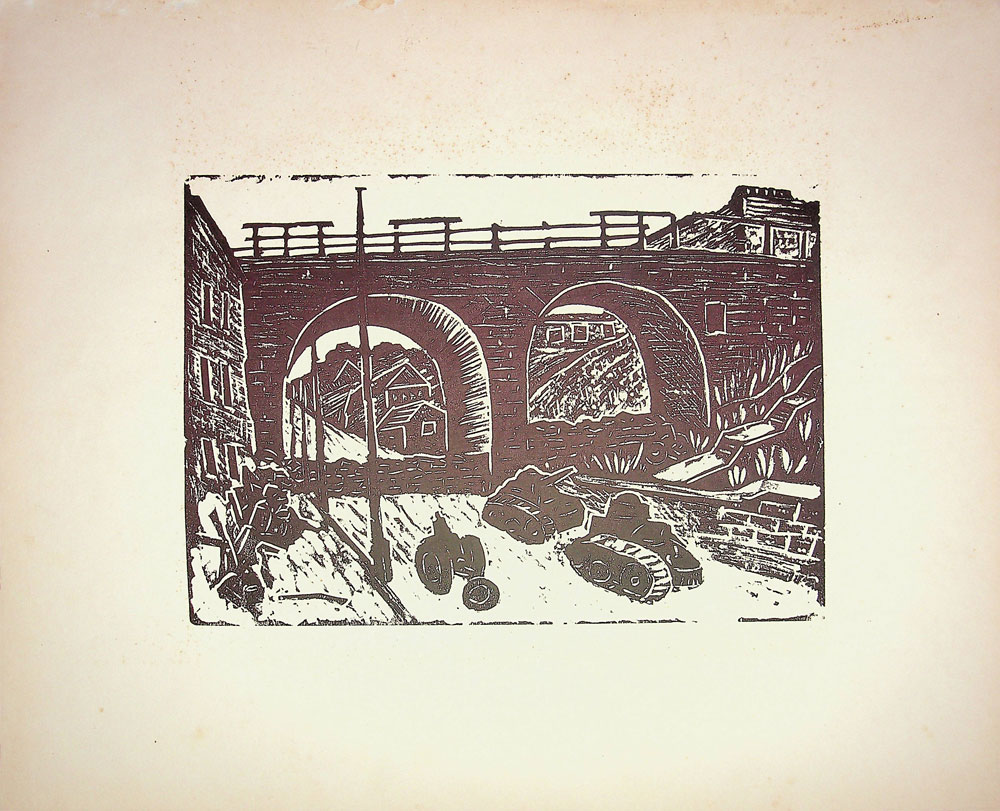 Nicolae Brana, Viaduct cu tanchete, 1941, 32x40 cm