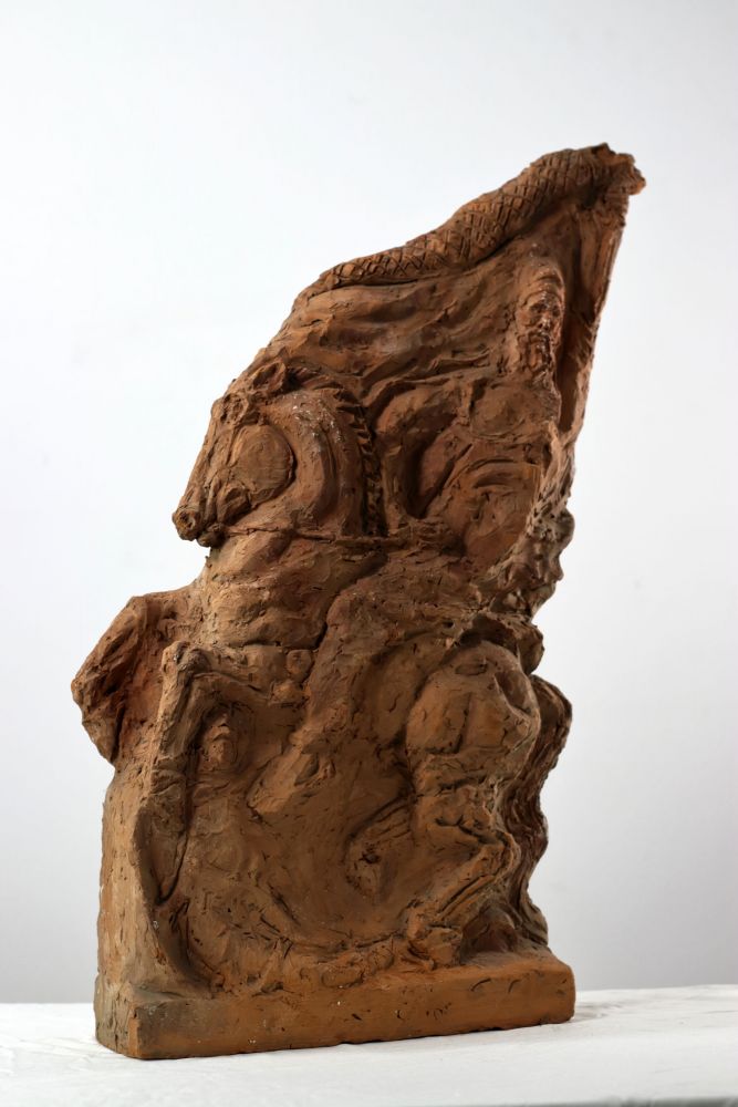 Constantin Iordache, Arcasul dac - statuie ecvestra, 1974, ceramica, 48x24x9 cm