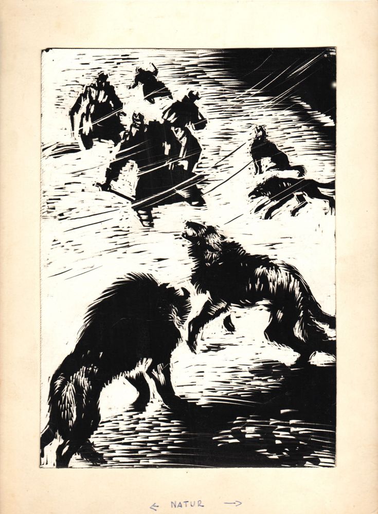 Gheorghe Labin, ilustratii pentru Viscolul de Alexandru Șahighian, 1962, tus pe carton, 30x22 cm