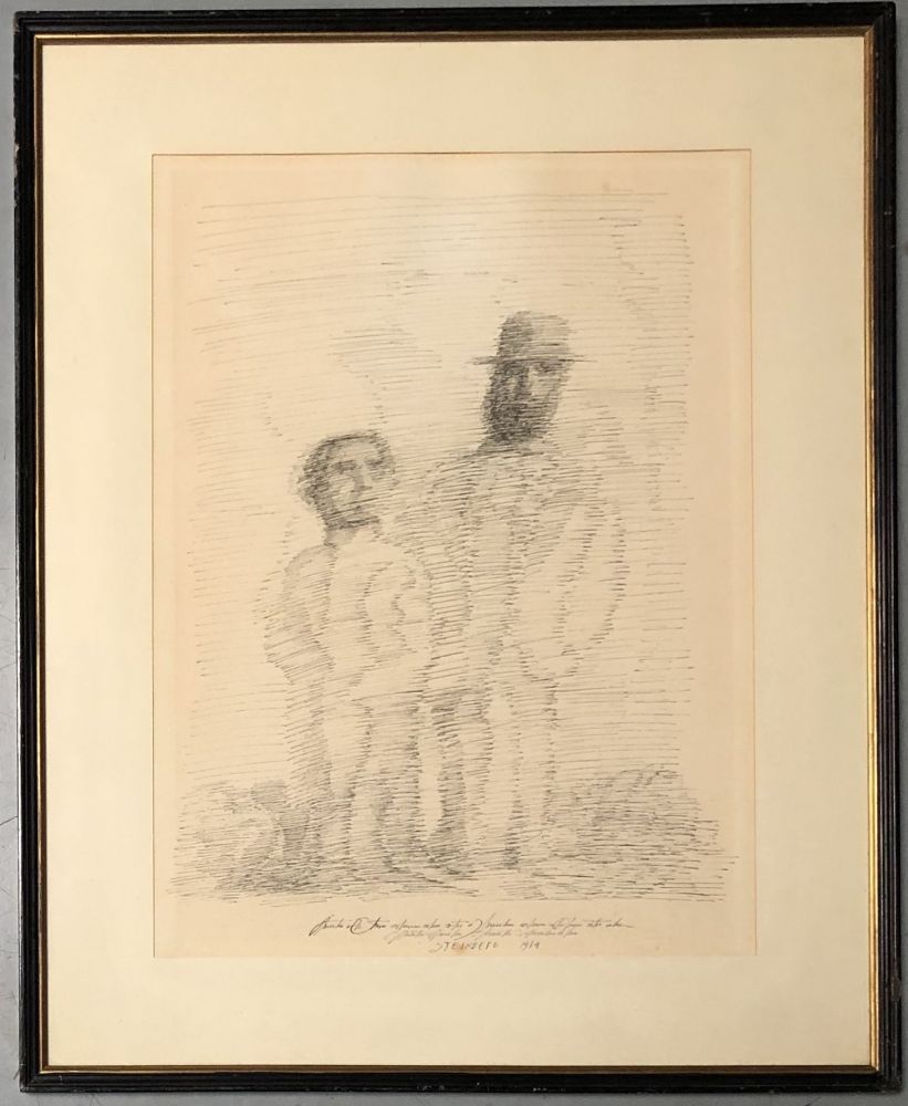 Saul Steinberg, Deux personnages. Litho. Signé et daté 1969. 37 x 27,5 cm