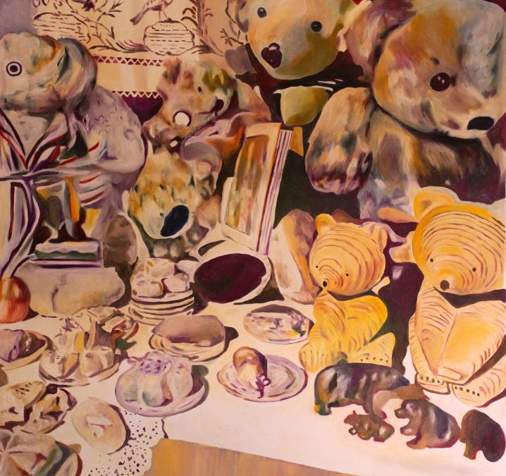 Mihaela Mihalache, Lunch bears, 150 x 100 cm, ulei pe pânză, 2019