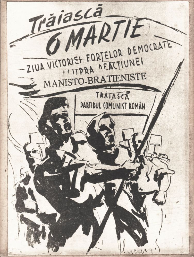 Adrian Lucaci, TrÄƒiascÄƒ 6 Martie 1947, 24x18 cm, propaganda print