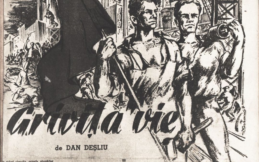 Pavlin Nazarie, Ilustrație la poemul Grivița vie, de Dan Deșliu, 24x18 cm, propaganda print