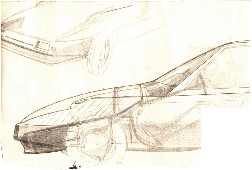 Romeo Voinescu, Detaliu design auto, desen, 31x20 cm