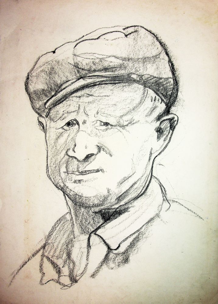 Rodica Anca Marinescu, Portret de muncitor, desen, 49x34 cm