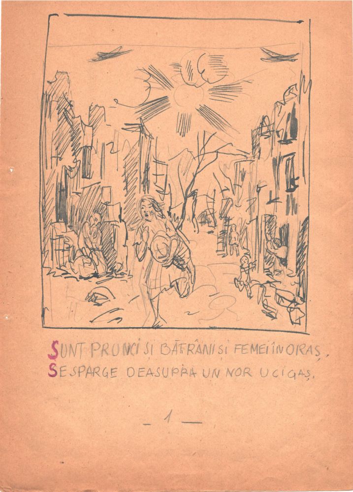 Marcel Olinescu, Balada Viorica Porumbacu, tus si creion pe hartie, 29,5x21 cm 01