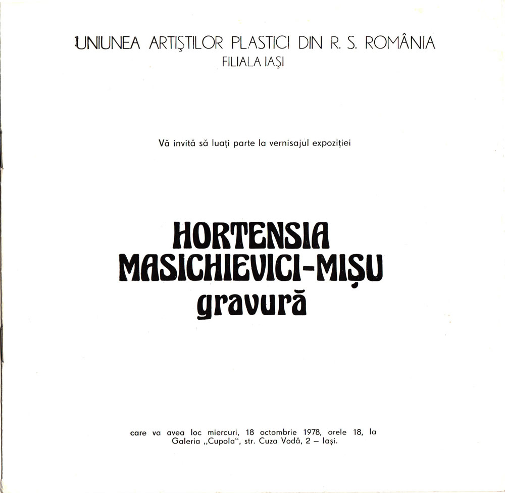 Hortensia Masichievici-Mișu, Galeria Cupola, Iași, 1978