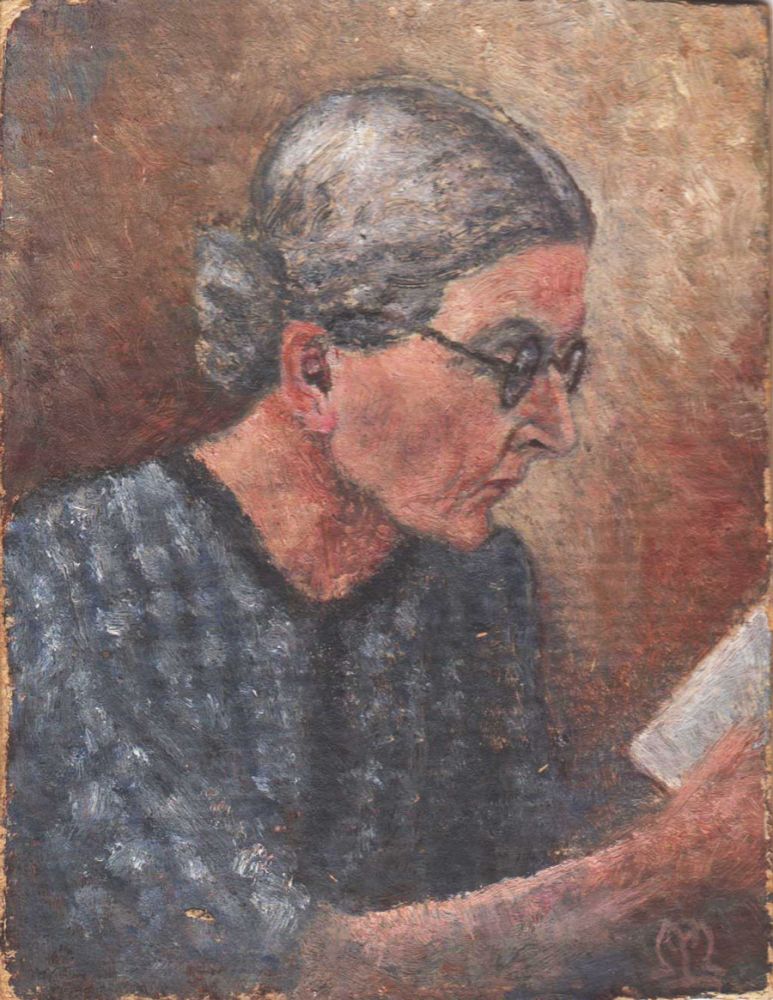 Partenie Masichievici, Portretul sotiei, guasa si creion pe carton presat, 12,5x9,5 cm