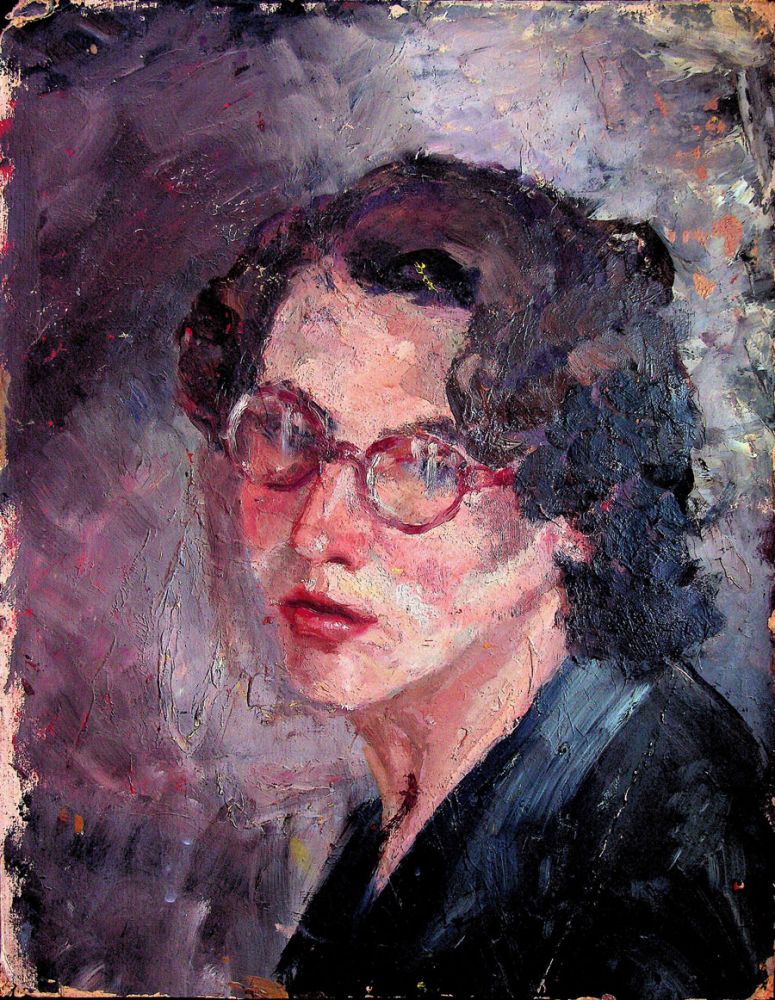 Puia Hortensia Masichievici Mișu, Autoportret, ulei pe carton, 41,5 x 32,5 cm