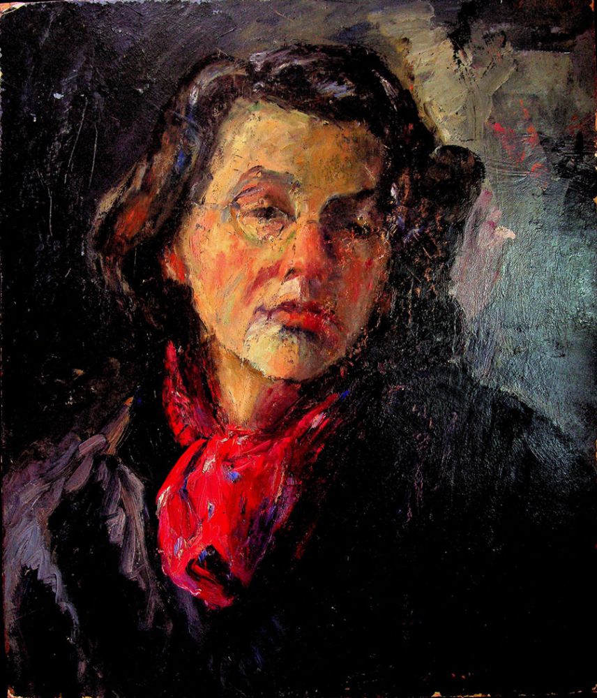 Puia Hortensia Masichievici Mișu, Autoportret, ulei pe carton, 41x34,5 cm