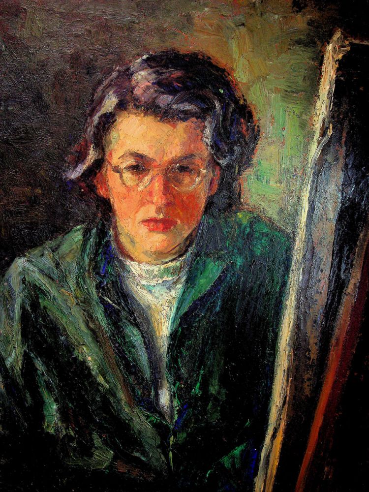 Puia Hortensia Masichievici Mișu, Autoportret, ulei pe carton, 50x40 cm