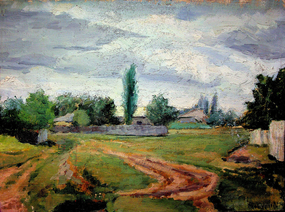 Puia Hortensia Masichievici Mișu, Peisaj, 1950, ulei pe carton presat, 42x31,5 cm