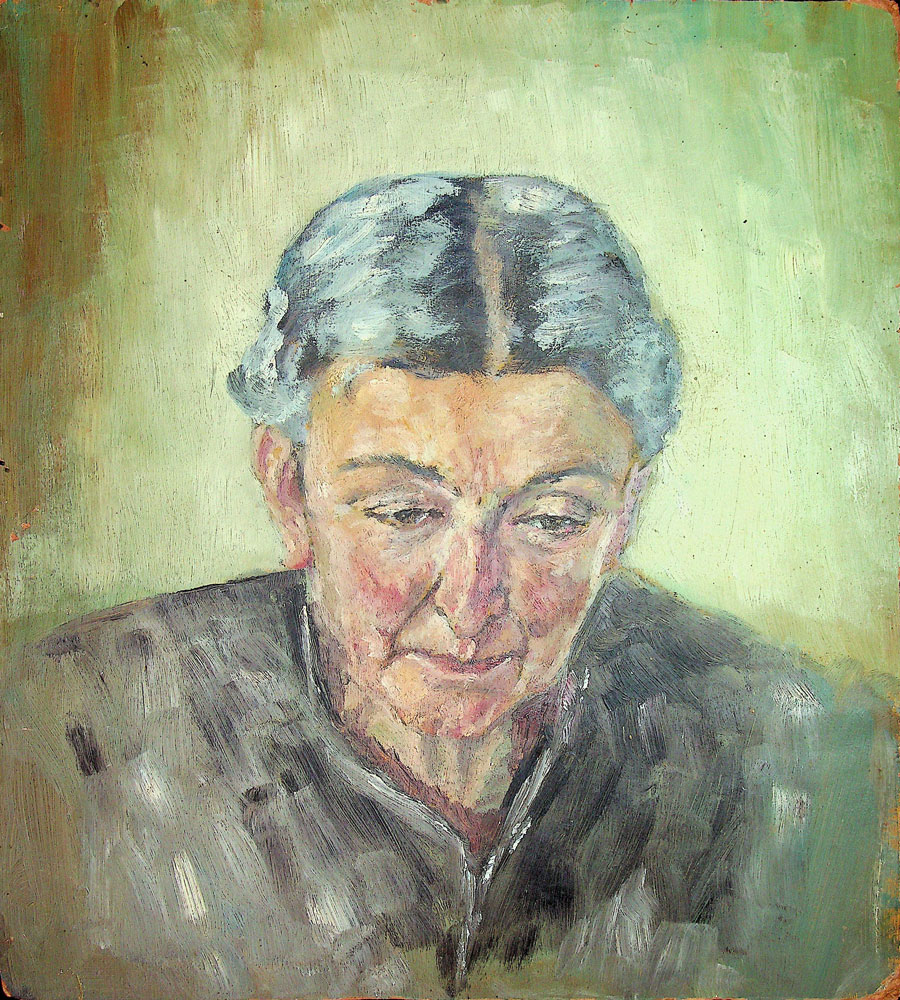 Puia Hortensia Masichievici Mișu, Portretul mamei, ulei pe carton, 25x31,5 cm