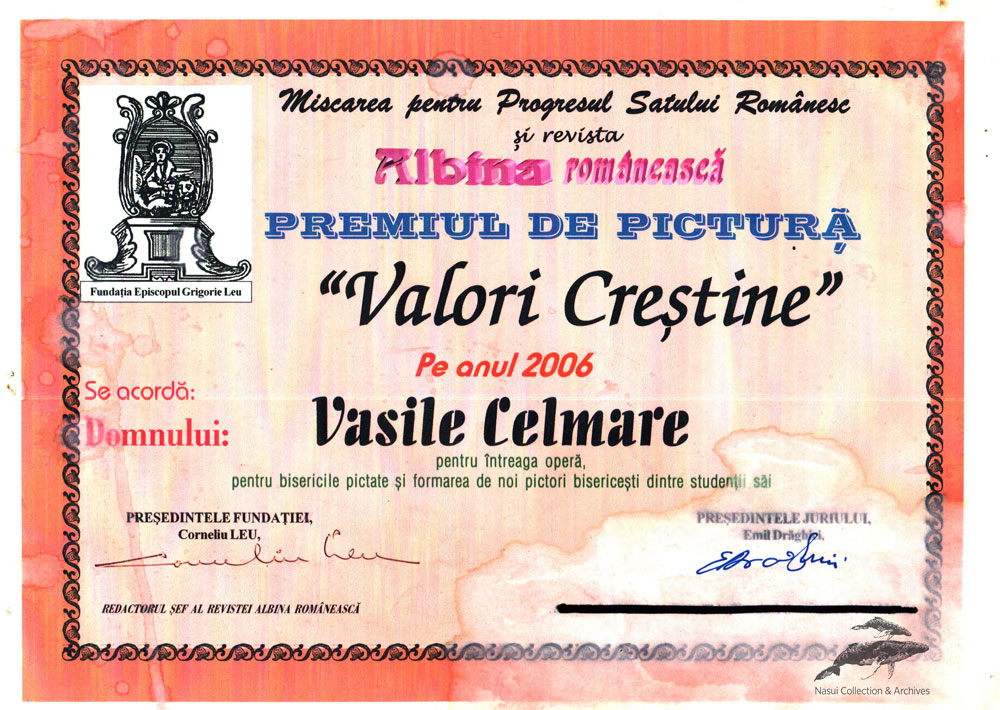 Albina romaneasca, Premiul de pictura Valori Crestine, 2006, pentru intreaga opera