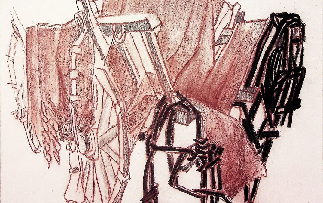 Cela Neamtu, Caruta cu zestre, desen creion colorat, 1983, 27x29 cm