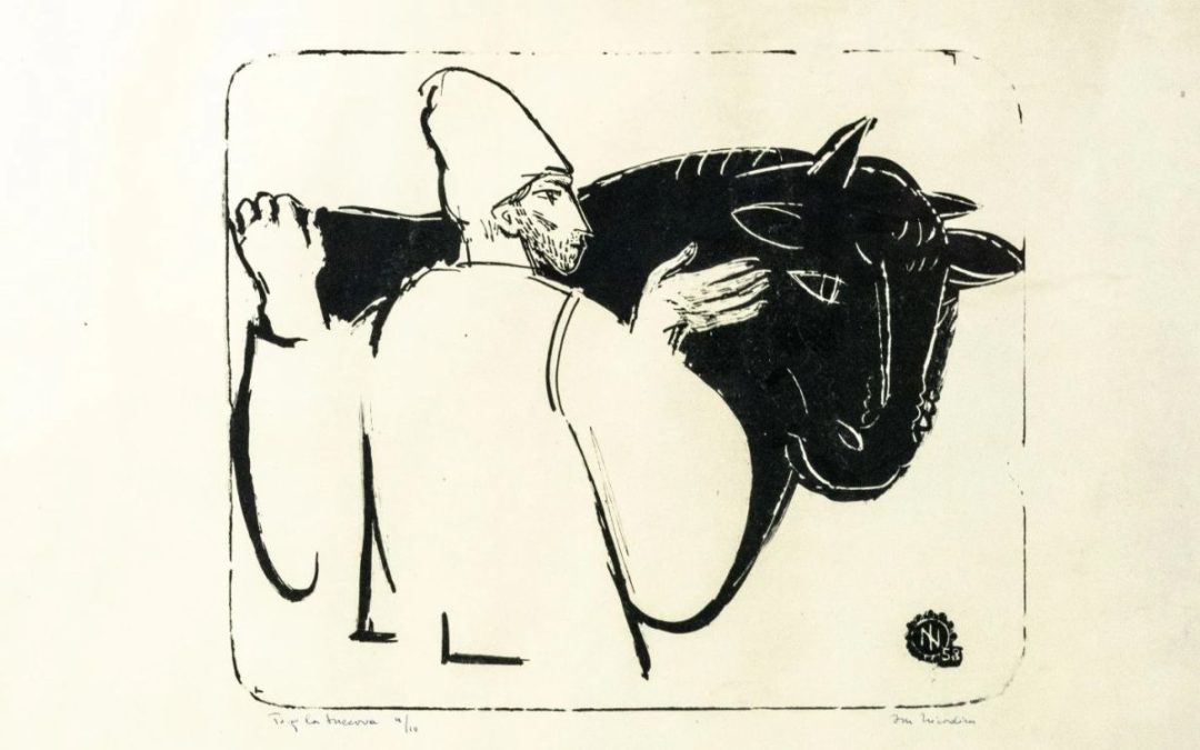 Ion Nicodim, Fair in Suceava, monotype, 4 from 10, 1958, 38x50cm