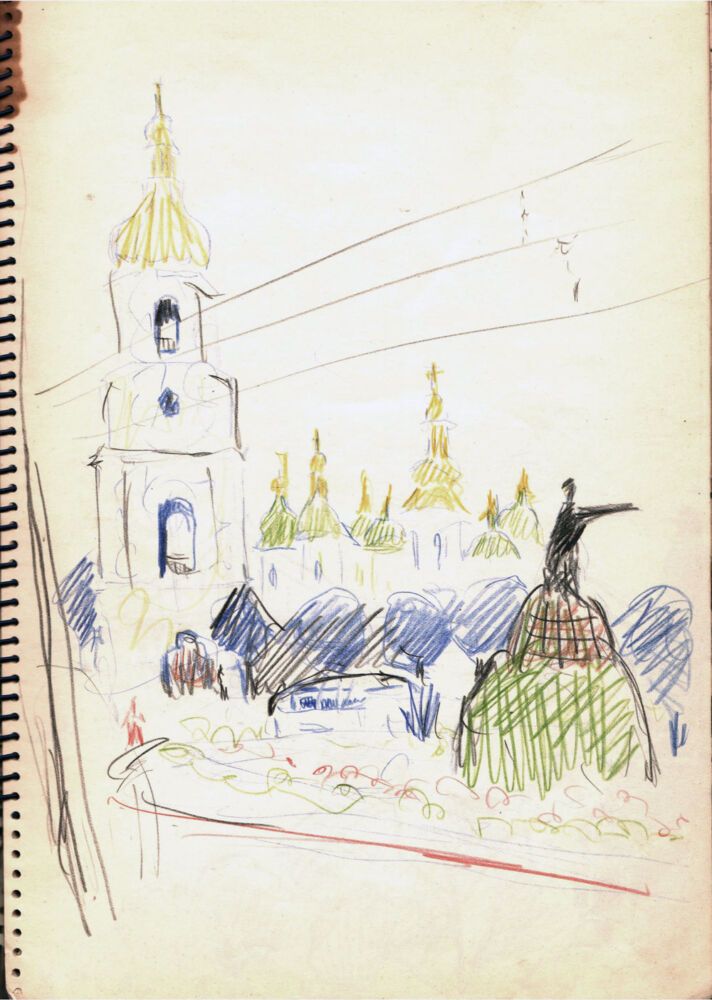 Puia Hortensia Masichievici Mișu, Documentare Kiev, creioane colorate, 27.06.1971, 21x30 cm 2