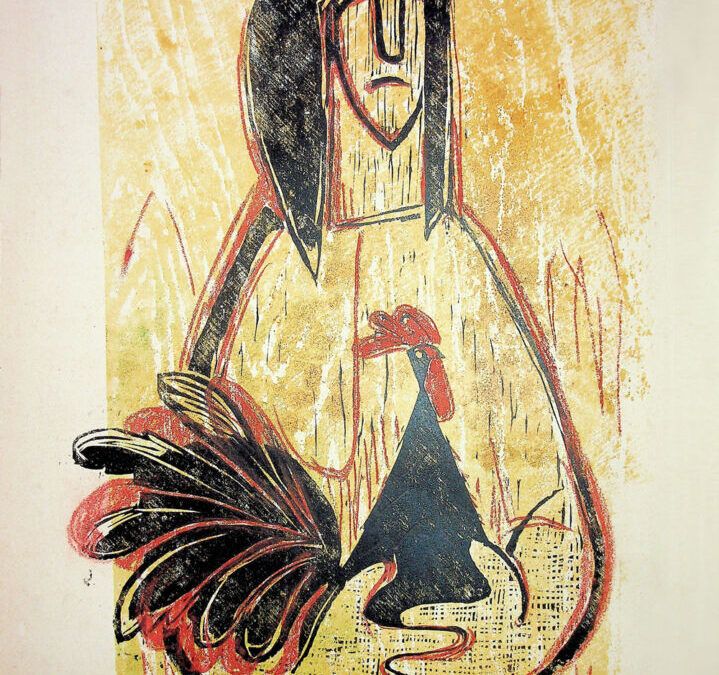 Puia Hortensia Masichievici Mișu, Femeie cu cocos, 1964, xilogravura, 60x43 cm