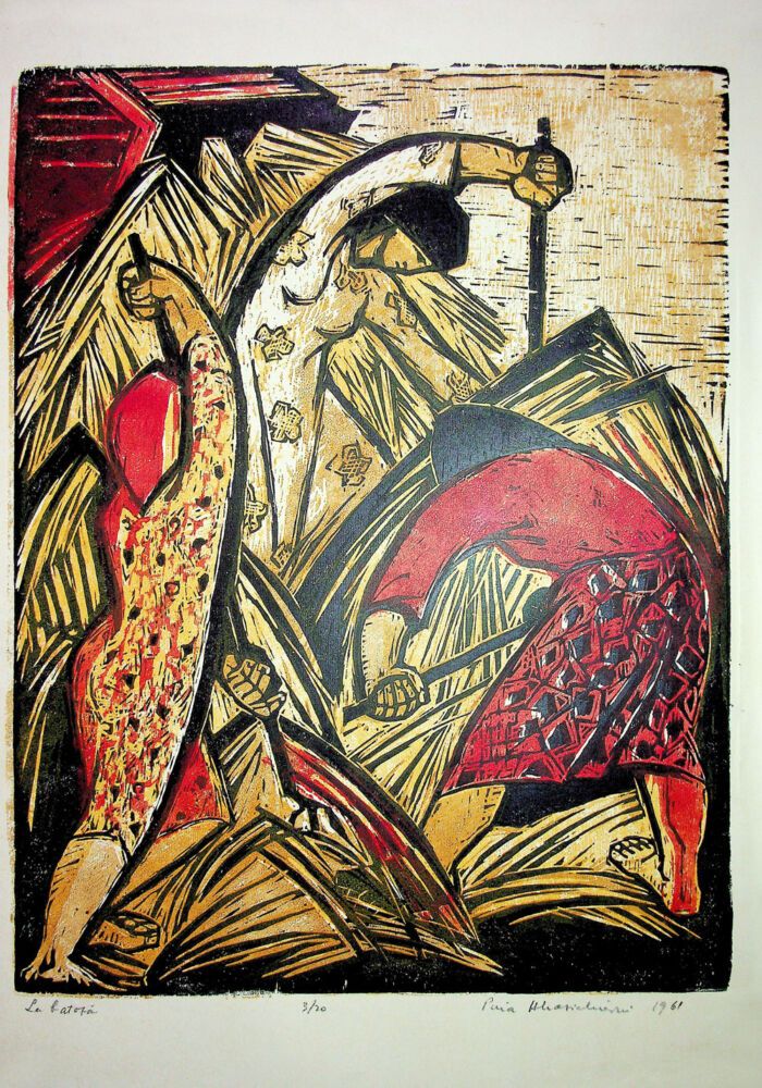 Puia Hortensia Masichievici Mișu, La batoza, 1961, 70x50 cm (2)