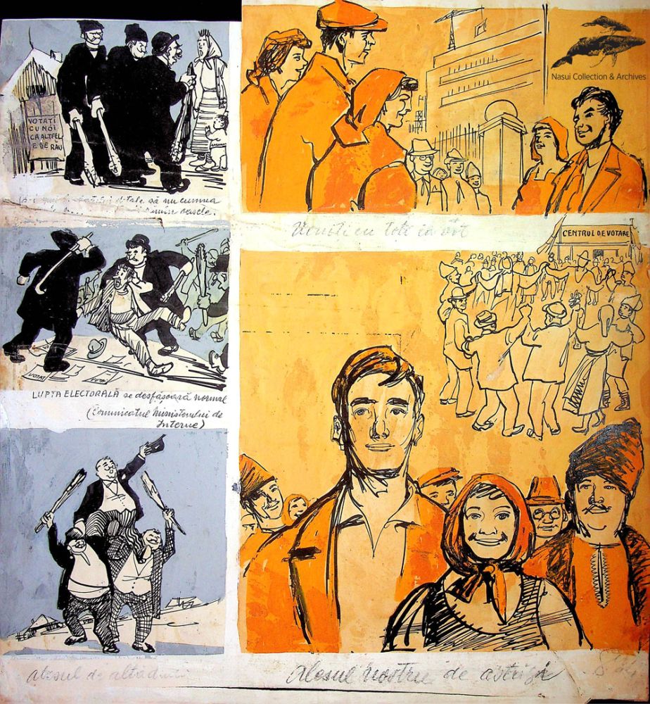 Gion Mihail, Caricaturi electorale, 37x33,5 cm