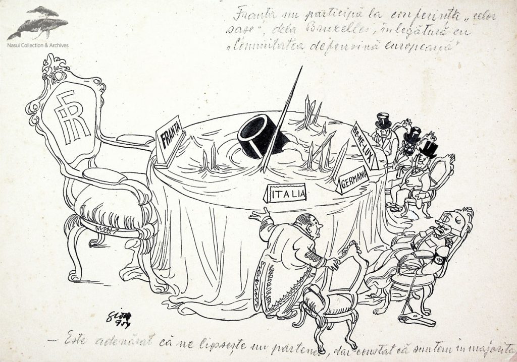 Gion Mihail, Comunitatea defensivă europeană, 1954, 21x30,5 cm