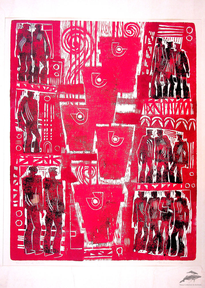 Gheorghe Cernăianu, Realizări industriale, linogravură, 1969, 67x56 cm