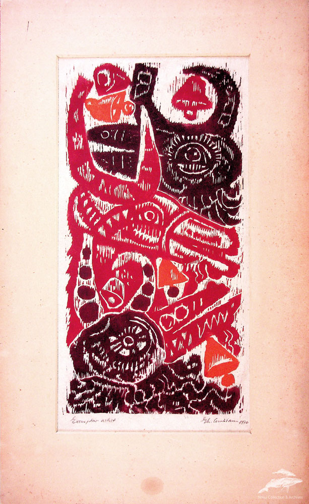 Gheorghe Cernăianu, Tradiții, 1970, xilogravură, 72x44 cm (2)