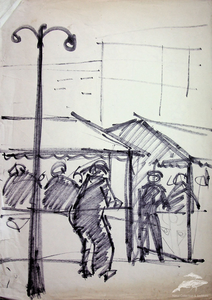 Gion Mihai, Piață, 42x29,5 cm