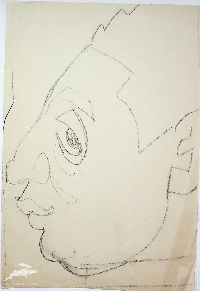Gion Mihail, Caricatură portret de bărbat, 27x18 cm