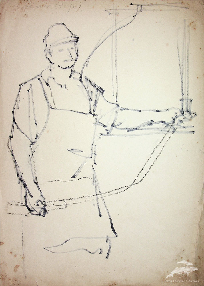Gion Mihail, Ciocanar, forjă, 35x25 cm