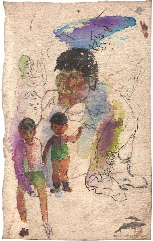 Gion Mihail, Creșă la Phenian, 1968, 26x16 cm
