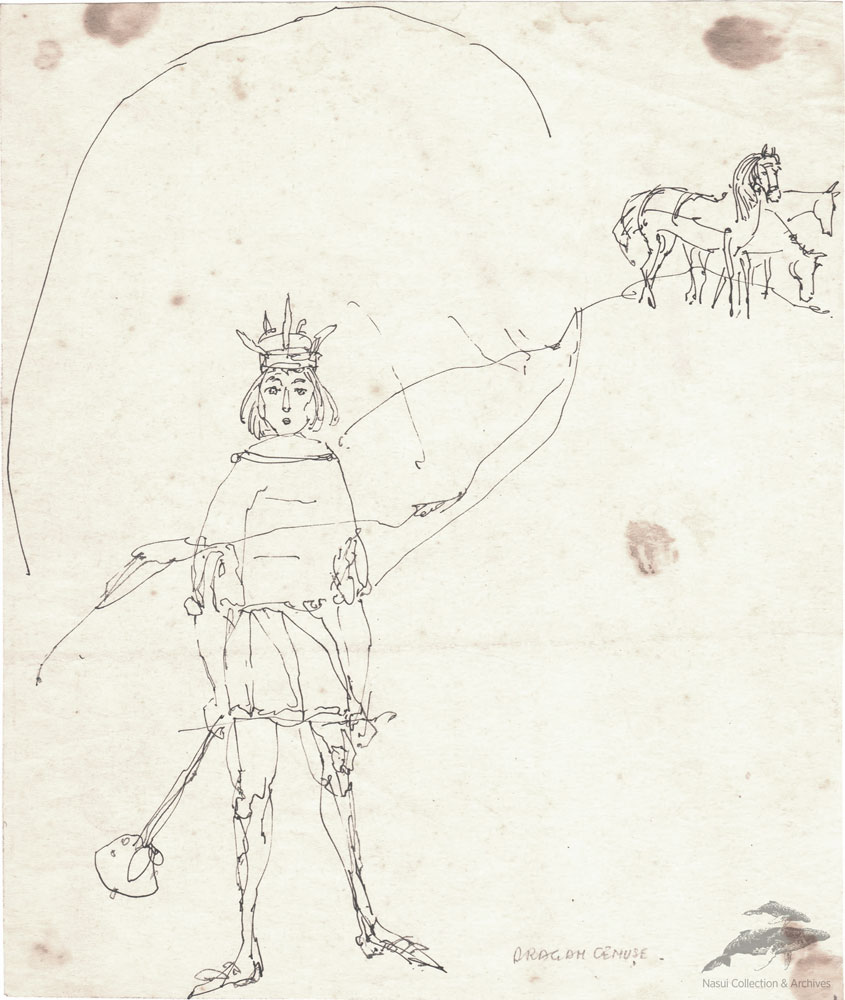 Gion Mihail, Drăgan cenuşe, 24x20 cm