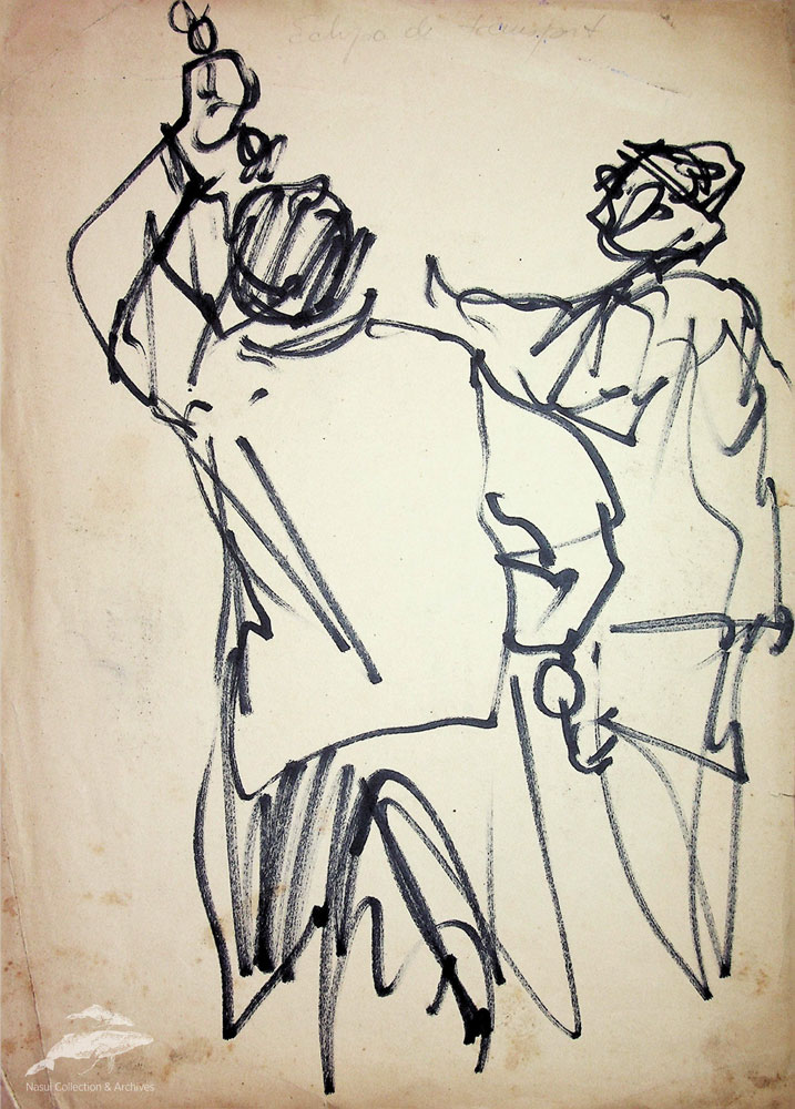 Gion Mihail , Echipa de transport, 35x25 cm