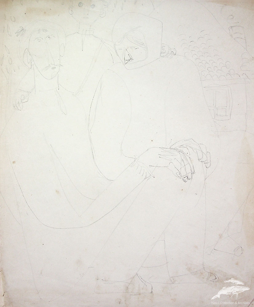 Gion Mihail, Familie de țărani, 29,5x24,5 cm