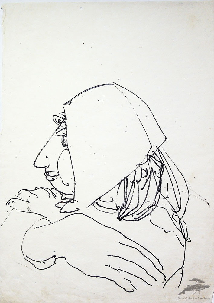 Gion Mihail, Femeia cu batic, 29,5x21 cm