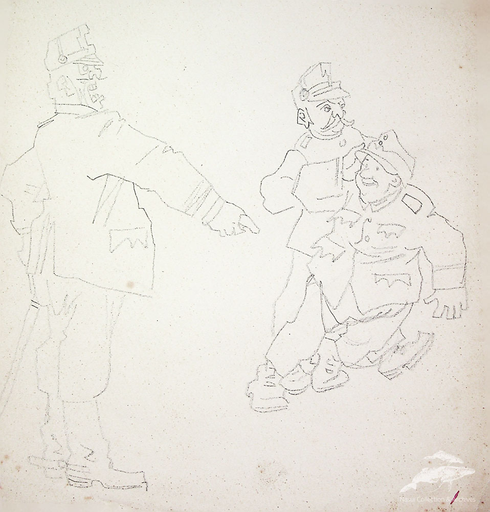 Gion Mihail, Ilustrație la Peripețiile Bravului Soldat Sveik de Jaroslav Hasek, 25x24 cm