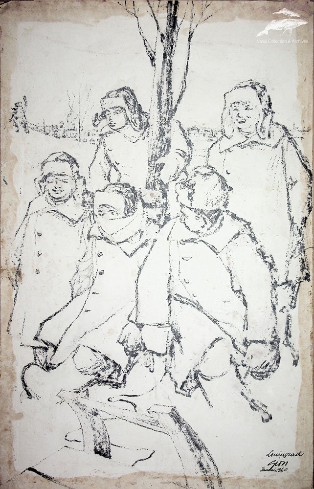 Gion Mihail, Leningrad, Copii la sanius, 52x33,5 cm